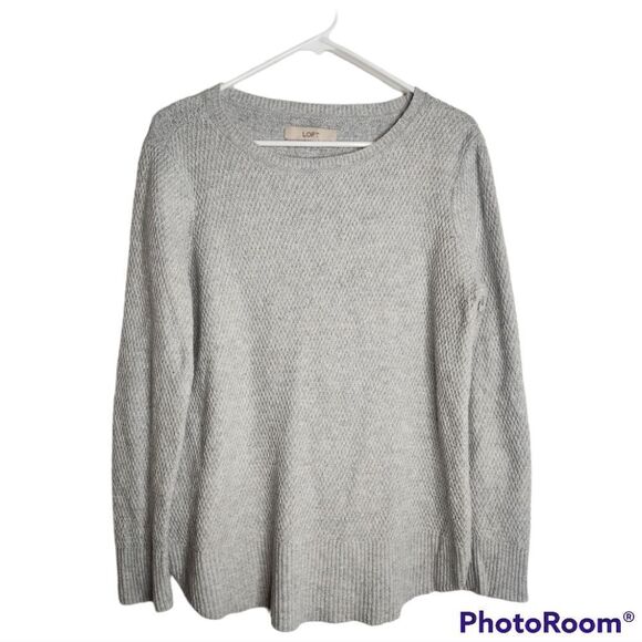 Loft gray honeycomb sweater, size medium - Picture 1 of 5